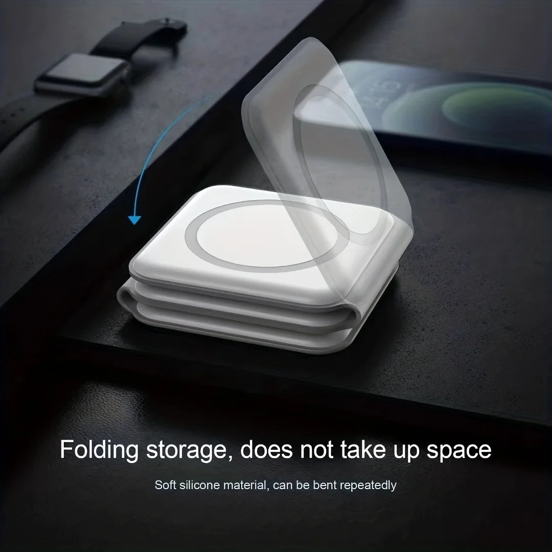 3 in 1 Wireless Charging Station for Apple MagSafe Charger, Foldable Magnetic Travel Charger for iPhone Apple Watch AirPods Pro